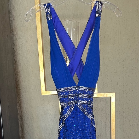 Royal blue beaded and backless prom gown!! - Picture 1 of 7